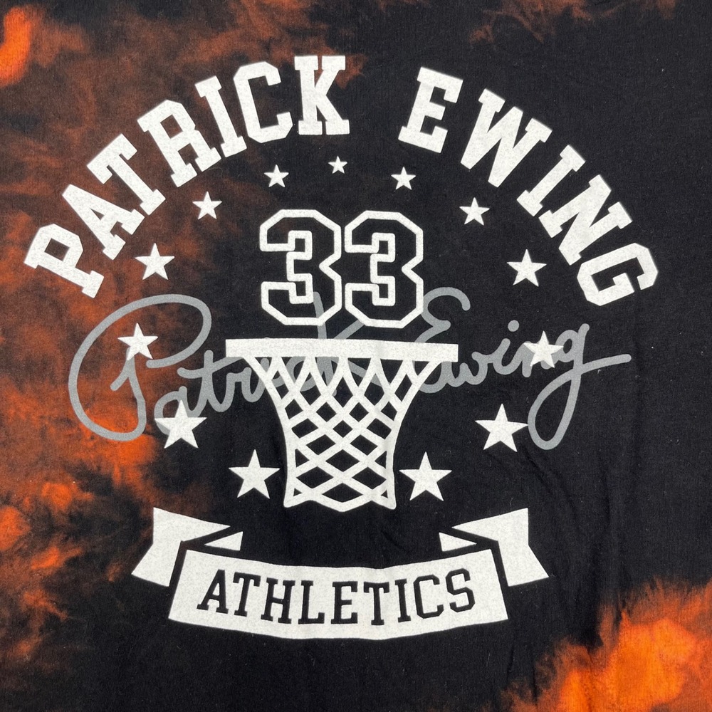 Ewing Athletics Patrick Ewing 33 Men 3X Black Orange Bleach Wash Graphic T-Shirt